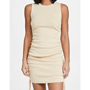 Lioness Military Minds Mini Dress Cream Fitted Ruched Size Small